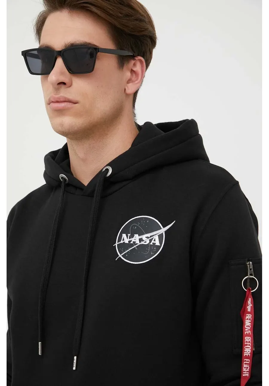 obrazek 1 Alpha Industries bluza Dark Side Hoody męska kolor czarny z kapturem z nadrukiem 108337.285