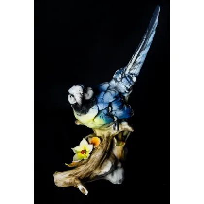 Zdjęcie Przepiękny niebieski porcelanowy ptak do salonu
