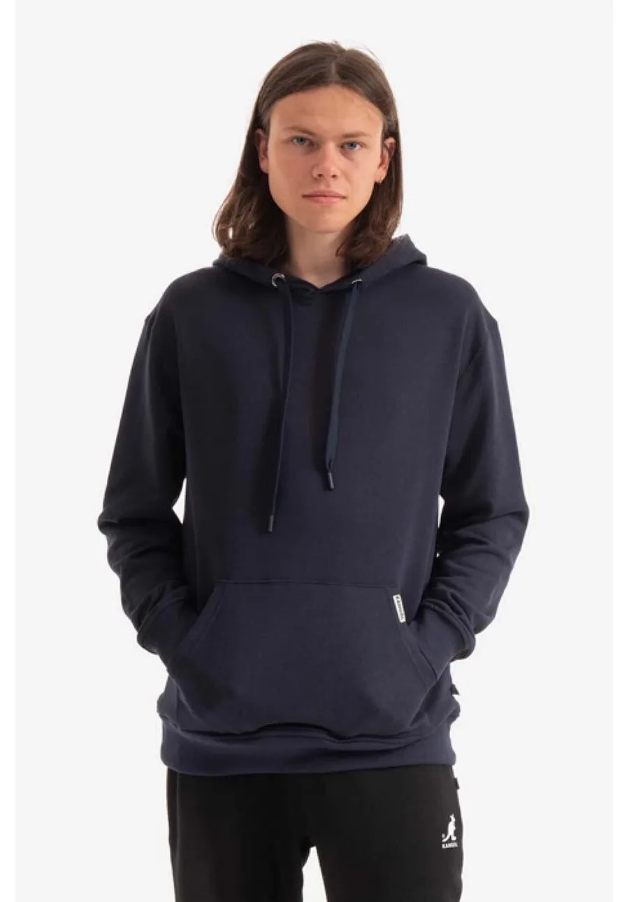 obrazek 1 Kangol bluza bawełniana męska kolor granatowy z kapturem gładka KLHB005-DEEPSPRING
