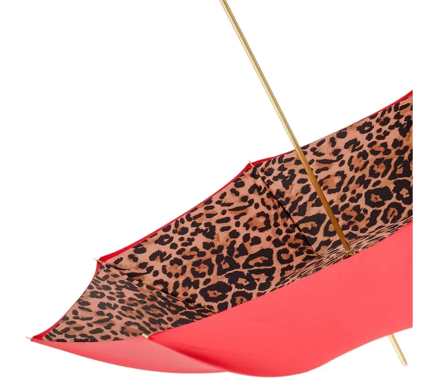 obrazek 6 Wyjątkowy czerwony parasol damski zdobiony wzorem skóry leoparda - Pasotti