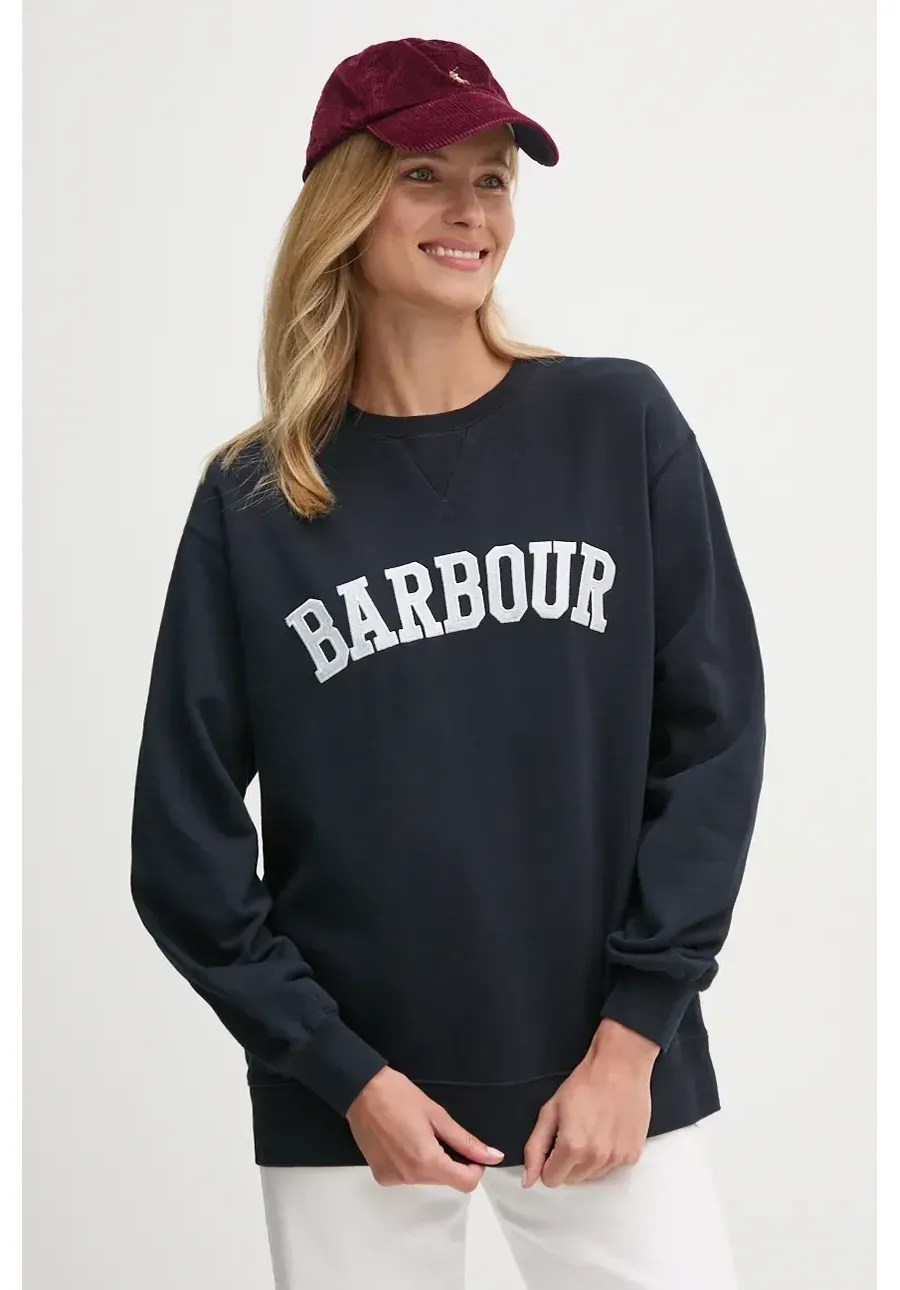 obrazek 1 Barbour bluza bawełniana damska kolor granatowy z aplikacją LOL0591