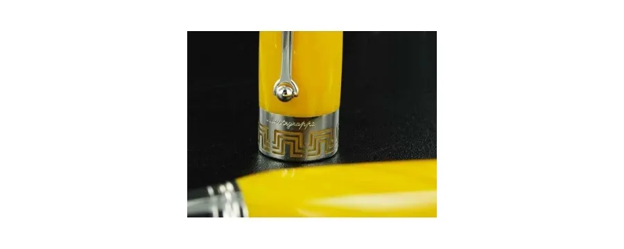 picture 7 Miya Fountain Pen - Silver/Yellow Celluloid - Montegrappa