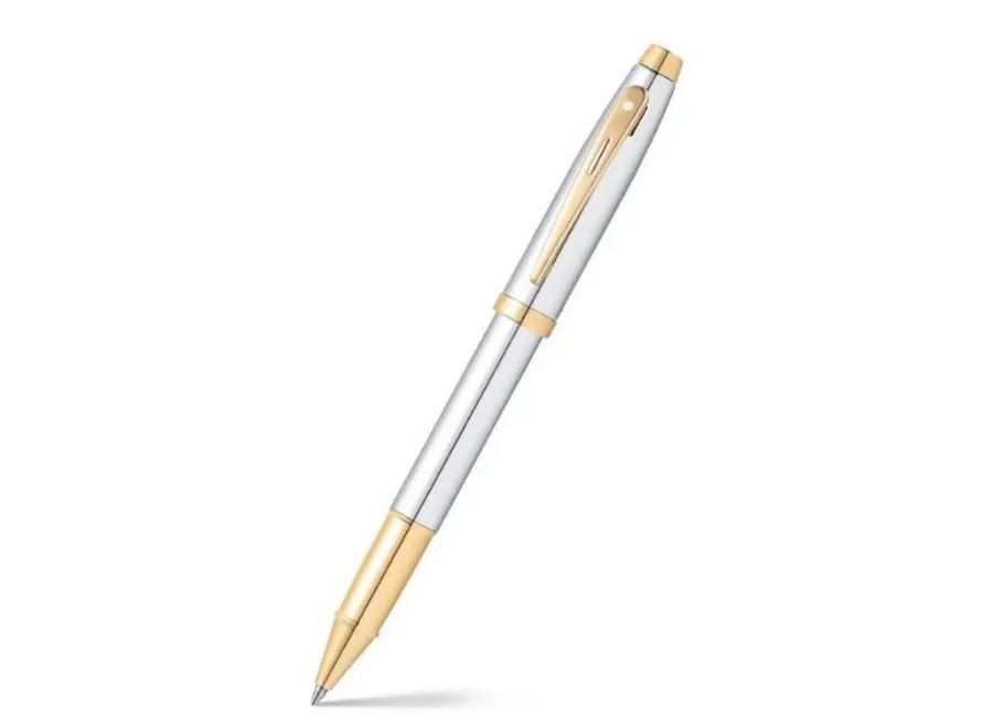 obrazek 1 Pióro kulkowe Sheaffer 100 chromowane z elementami w kolorze złotym
