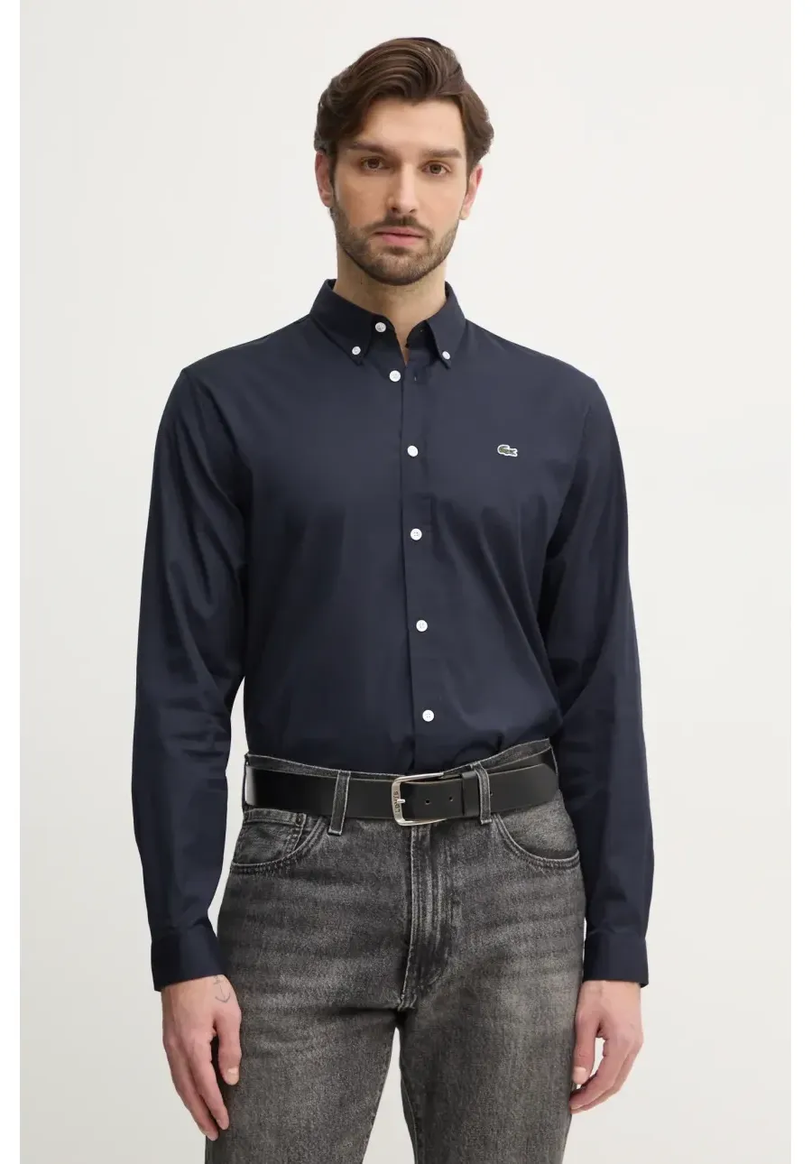 obrazek 1 Lacoste koszula bawełniana męska kolor granatowy regular z kołnierzykiem button-down CH2933