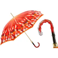Picture A unique orange women's umbrella with original decoration - Pasotti