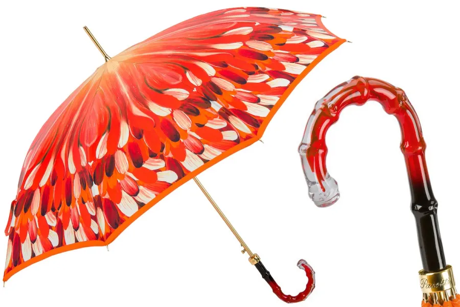 obrazek 1 Wyjątkowy pomarańczowy parasol damski o oryginalnym zdobieniu – Pasotti