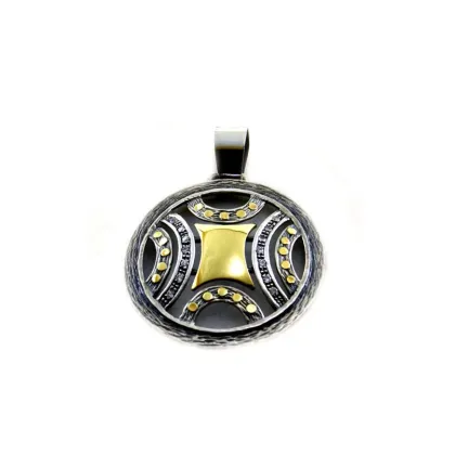 Picture Elegant pendant made of oxidized silver decorated with 9-karat gold