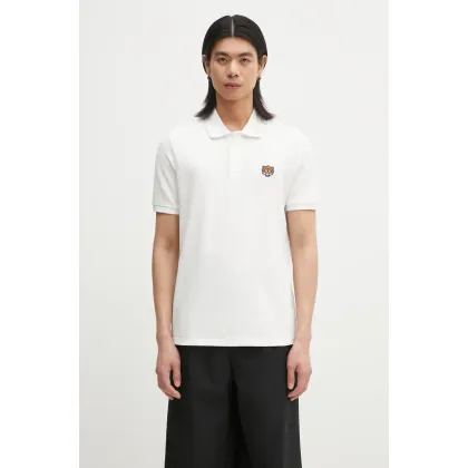 Zdjęcie Kenzo polo bawełniane Happy Tiger męski kolor biały gładki FF55PO5434PU.02