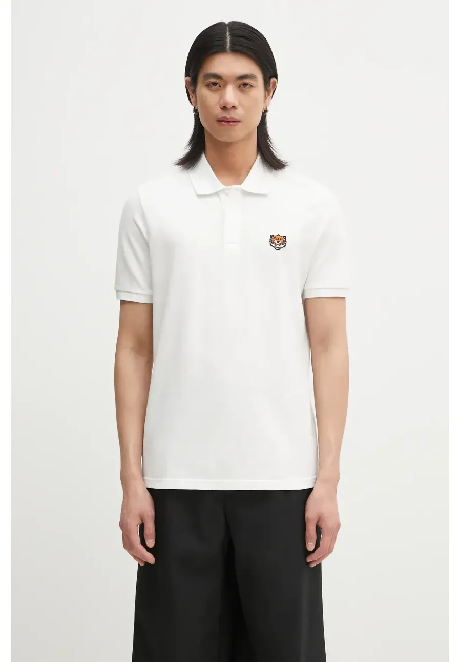 obrazek 1 Kenzo polo bawełniane Happy Tiger męski kolor biały gładki FF55PO5434PU.02