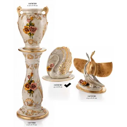 Picture Stylized swan with flowers with base - Valle d'oro Patchi