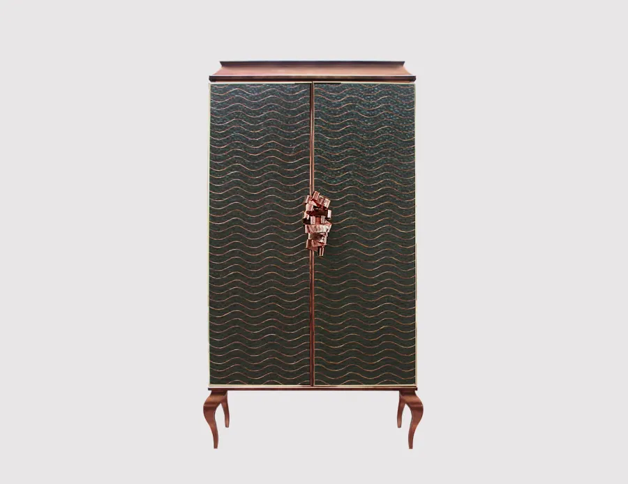 picture 6 Luxurious two-door wardrobe with a golden leaf finish