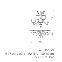 Zdjęcie 5-punktowa lampa ścienna ze szkła Murano w kolorze miodowym z efektem lustra - Il Paralume Marina