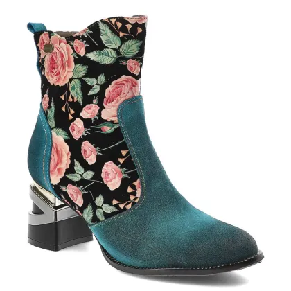 Zdjęcie Niebieskie Botki Laura Vita Eleganckie Skórzane Buty Na Obcasie
