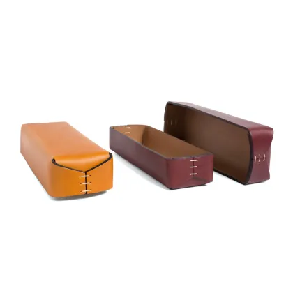 Picture Leather Italian container for office trinkets