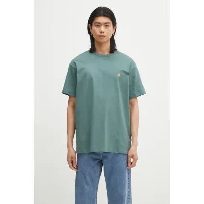 Zdjęcie Carhartt WIP t-shirt bawełniany S/S Chase T-Shirt męski kolor zielony gładki I026391.2N0XX