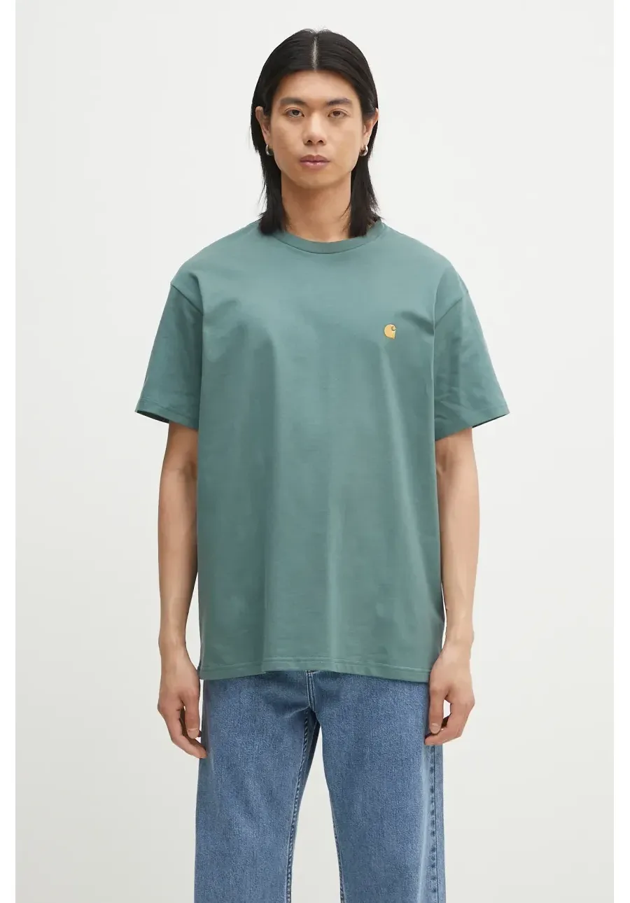 obrazek 1 Carhartt WIP t-shirt bawełniany S/S Chase T-Shirt męski kolor zielony gładki I026391.2N0XX