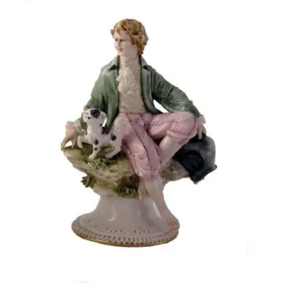 Zdjęcie Porcelanowa figurka mężczyzny z psem