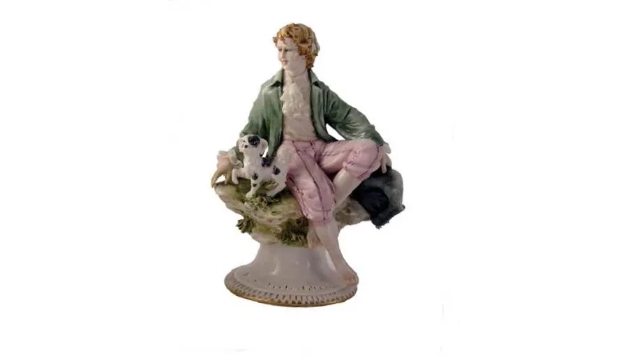 obrazek 1 Porcelanowa figurka mężczyzny z psem