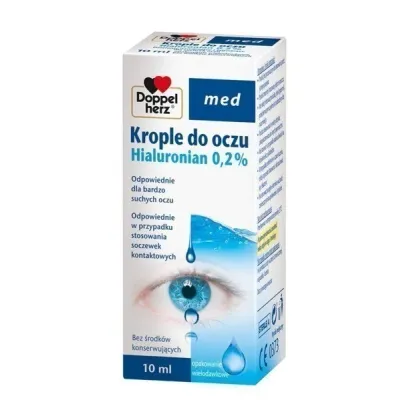 Zdjęcie Doppelherz Med, Nawilżające krople do oczu z 0,2% hialuronianem sodu 10 ml DOPPELHERZ