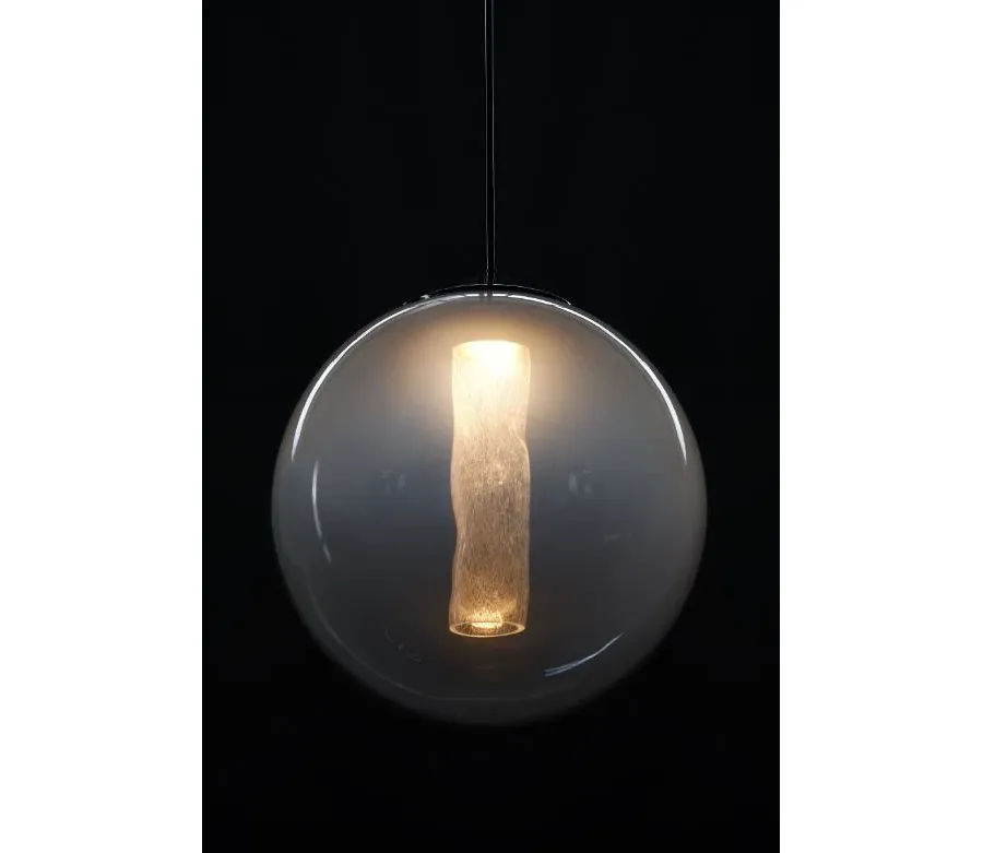 obrazek 2 Włoska biała lampa sufitowa ze szkła Murano z cylindrem „pulegoso” w środku - Il Paralume Marina