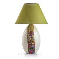 Zdjęcie Stylowa lampa stojąca z malowaną podstawą z ceramiki