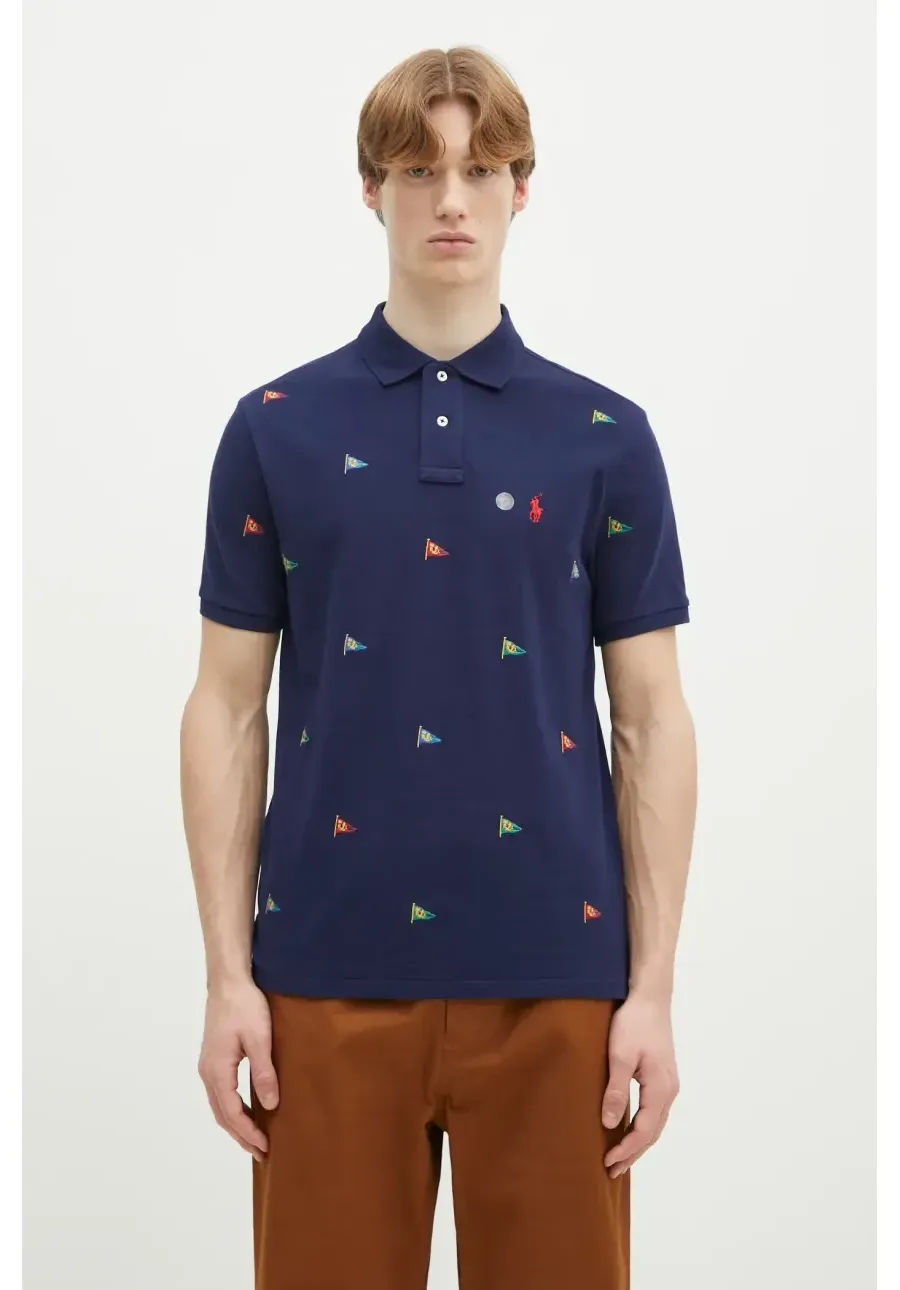 obrazek 1 Polo Ralph Lauren polo bawełniane Shirt męski kolor granatowy z aplikacją 710964722