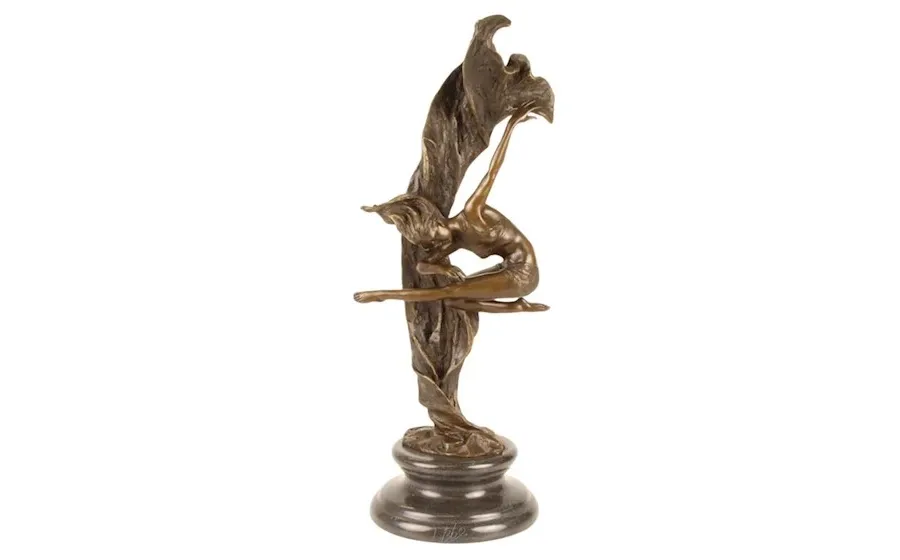 obrazek 1 Wyjątkowa rzeźba wirującej tancerki z brązu