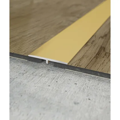 Zdjęcie 200 x 2,5 x 0,1 cm Minileiste - (złoty) - Minimalistyczna listwa aluminiowa łączeniowa międzypodłogowa - UL25X2-05
