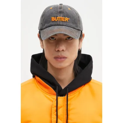 Zdjęcie Butter Goods czapka z daszkiem jeansowa Rounded Logo 6 Panel Cap kolor czarny z aplikacją BG243807