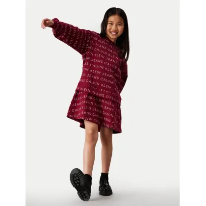 Zdjęcie Calvin Klein Jeans Sukienka dzianinowa Logo Aop IG0IG02665 Bordowy Regular Fit