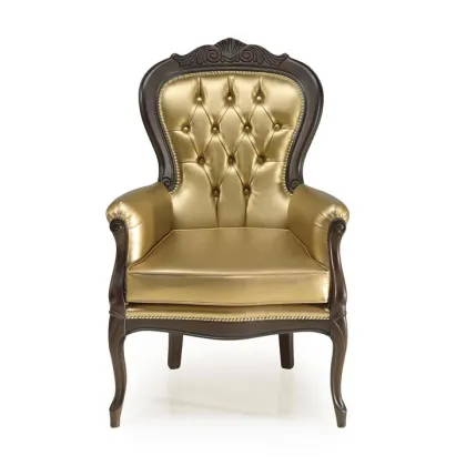 Zdjęcie Ekskluzywny fotel w kolorze złotym w stylu ludwikowskim - Sevensedie