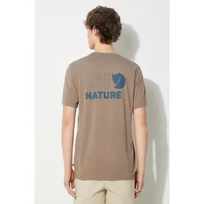 Zdjęcie Fjallraven t-shirt Walk With Nature T-shirt M męski kolor brązowy z nadrukiem F12600216.244