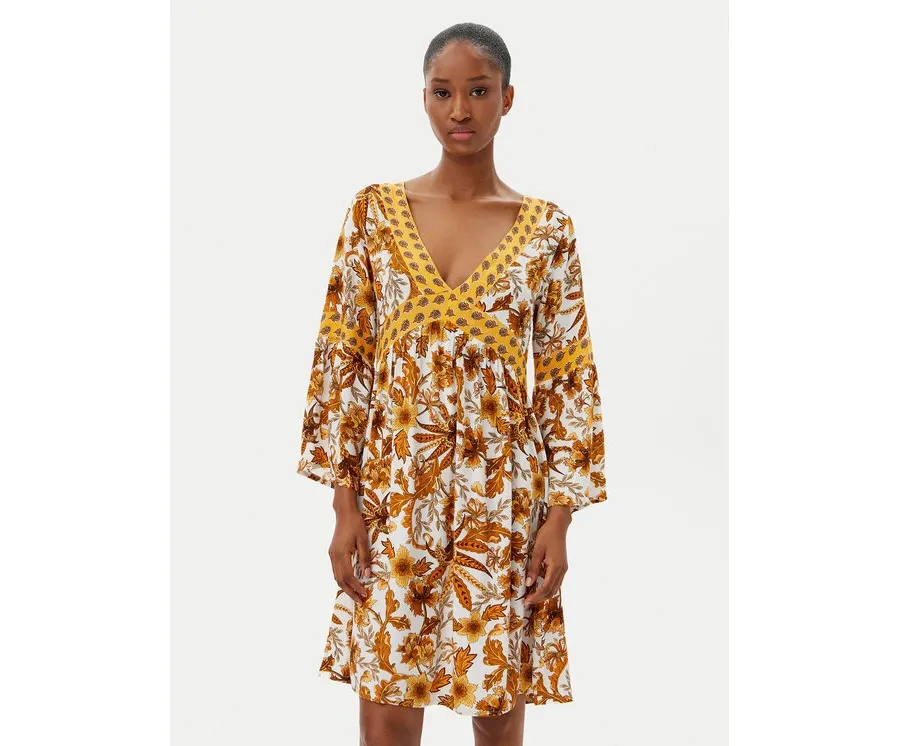 obrazek 1 Selmark Sukienka letnia BM298 Żółty Relaxed Fit