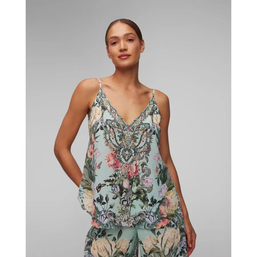 obrazek 1 Jedwabny Top W Kwiaty Damski Camilla V Neck Cami