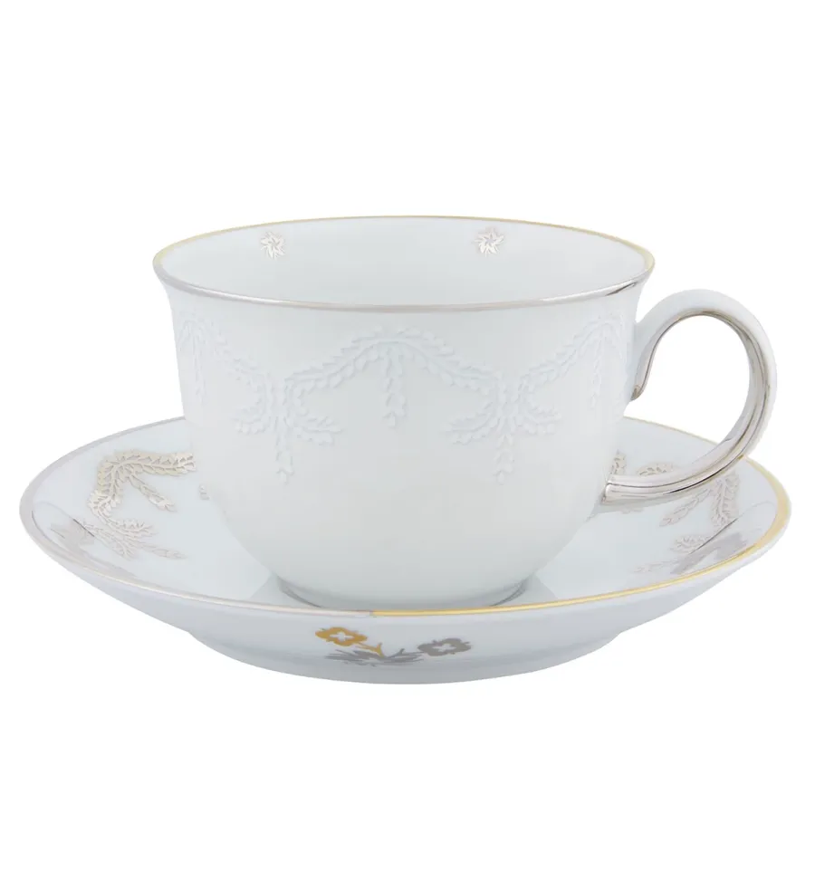 obrazek 1 Porcelanowa filiżanka do herbaty ze spodkiem Paseo z reliefowym zdobieniem - Vista Alegre