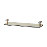 Picture Linfinito leather bathroom tray 33x10xH5 cm in vanilla color with gold-plated handles