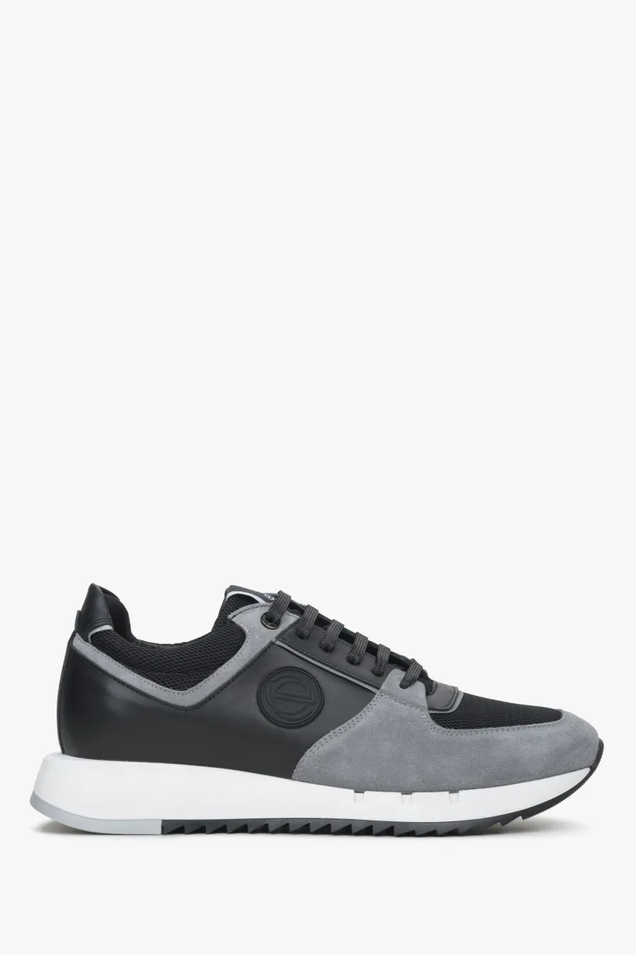 obrazek 1 Estro: Czarno-szare sneakersy męskie z weluru z elastyczną podeszwą