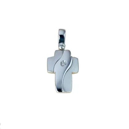 Zdjęcie Piękny błyszczący i satynowy krzyż o śr.ct.0,01 wym.17x12mm.