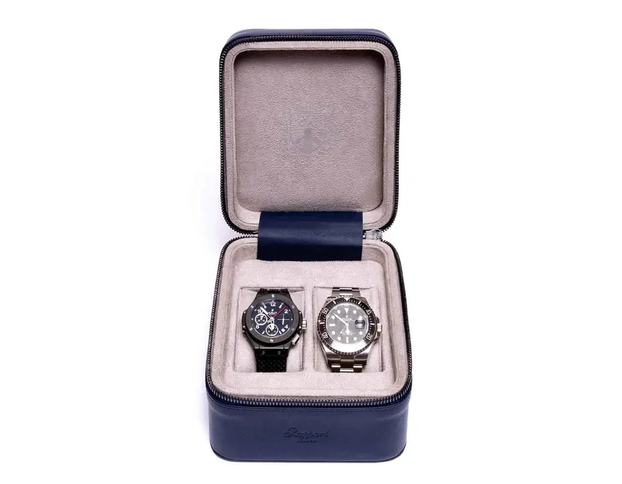 obrazek 2 Granatowe etui na dwa zegarki Hyde Park