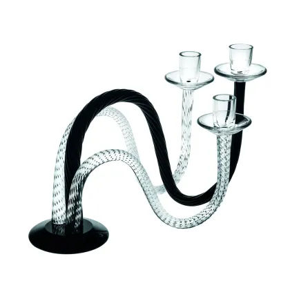 Zdjęcie Kryształowy świecznik z trzema ramionami – jednym czarnym ramieniem z kolekcji Roots - Vista Alegre