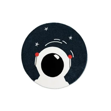 Picture A round rug with an astronaut for a child's room