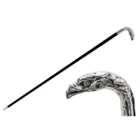Picture Original black walking stick with a handle in the shape of a silver eagle's head - Pasotti