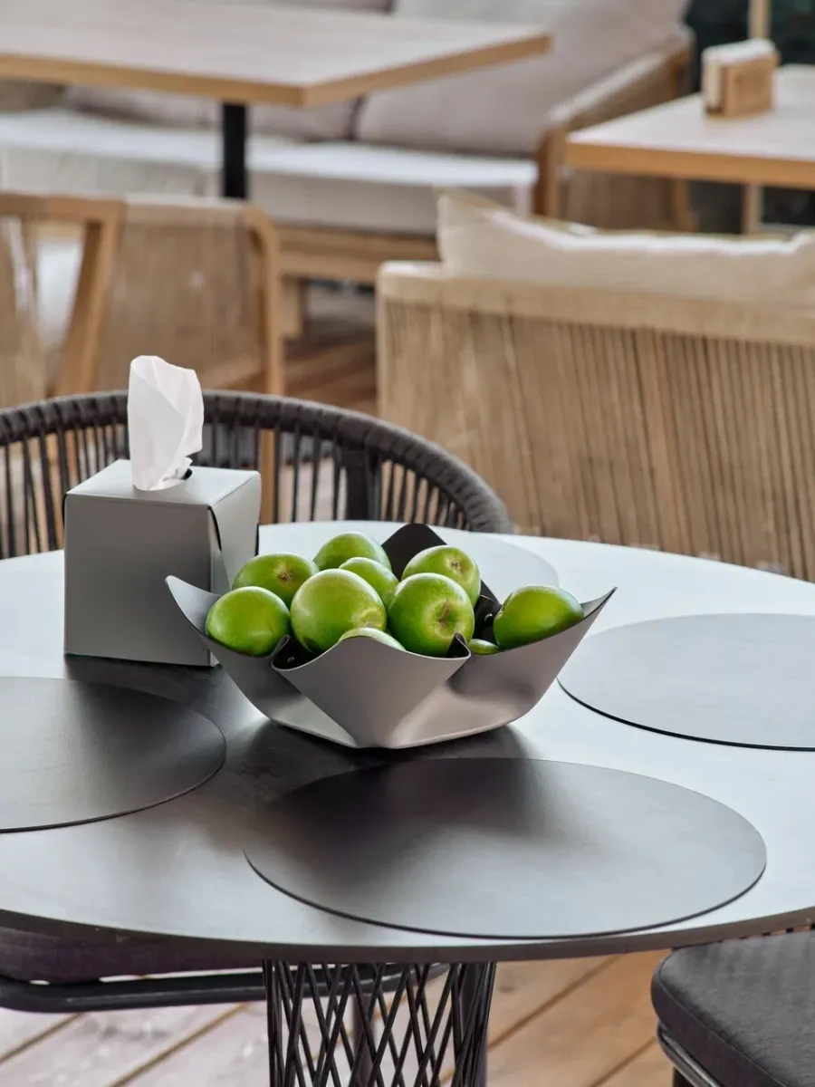 obrazek 3 Skórzana szara misa na owoce – Ø35 cm