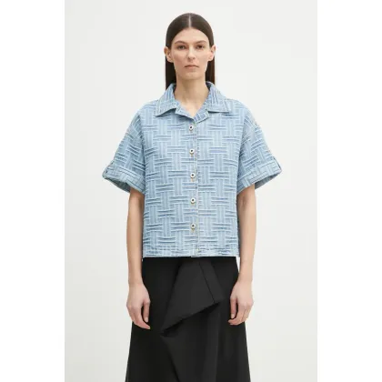 Zdjęcie Kenzo koszula jeansowa damska kolor niebieski relaxed z kołnierzykiem klasycznym FF52DC2496J4.DB