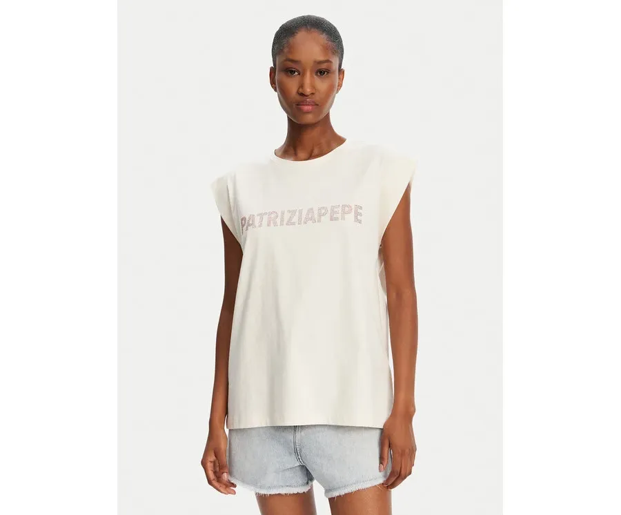 obrazek 1 Patrizia Pepe T-Shirt 2M4418/J295-B823 Beżowy Regular Fit