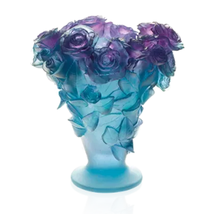 Zdjęcie Niebiesko-fioletowy wazon w kształcie bukietu róż – firma Daum