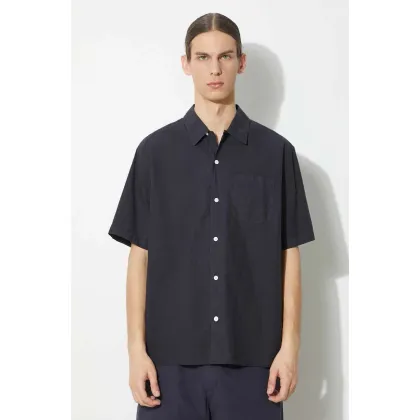 Zdjęcie Norse Projects koszula Carsten Cotton Tencel męska kolor granatowy regular z kołnierzykiem klasycznym N40.0579.7004