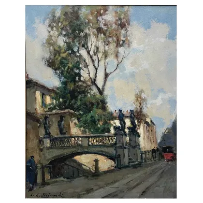 Picture A phenomenal oil painting View of Naviglio di Via San Damiano from the 20th century