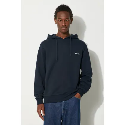 Zdjęcie A.P.C. bluza bawełniana Boxy Petit Vpc męska kolor granatowy z kapturem gładka COHBR-H27917