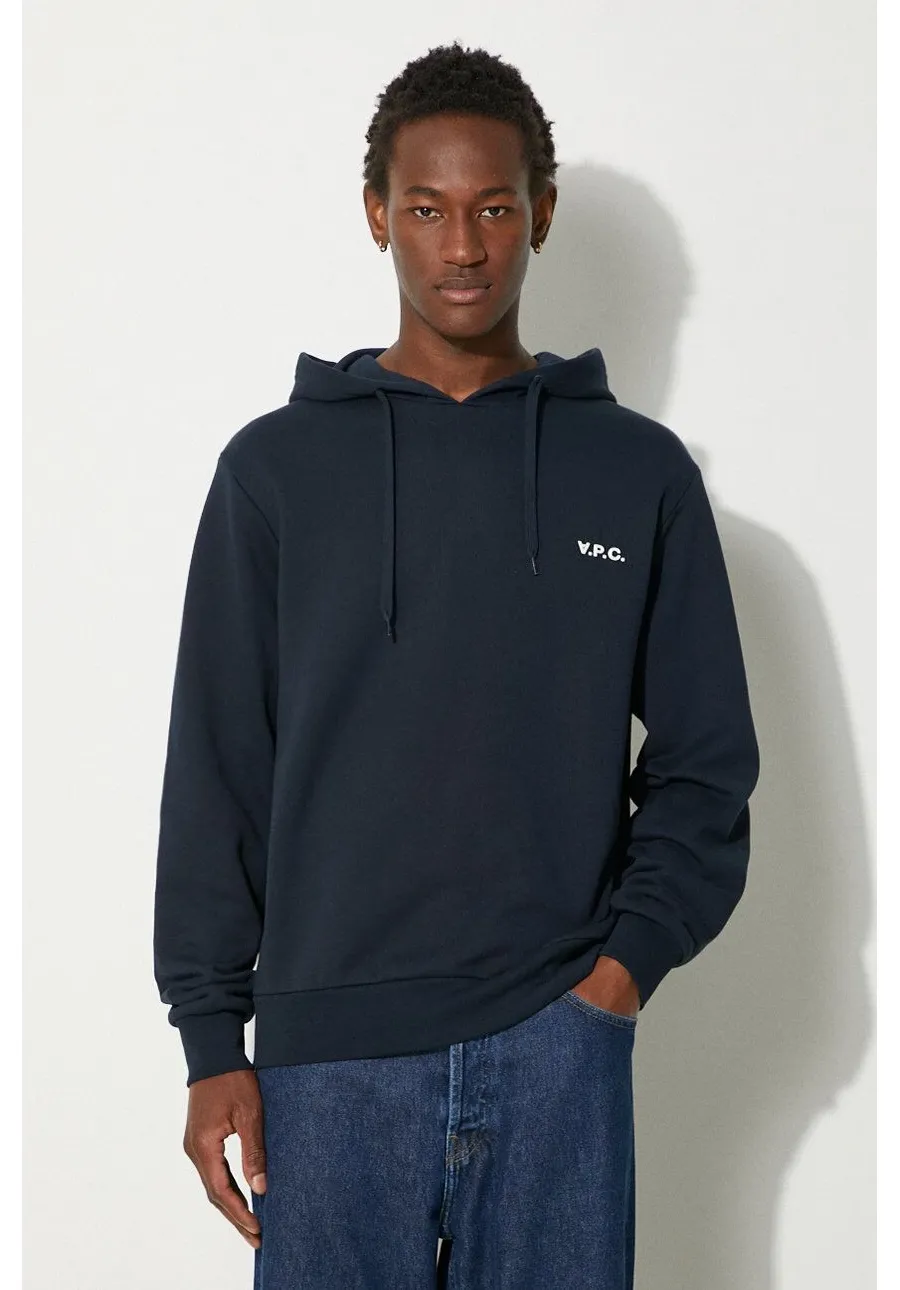 obrazek 1 A.P.C. bluza bawełniana Boxy Petit Vpc męska kolor granatowy z kapturem gładka COHBR-H27917